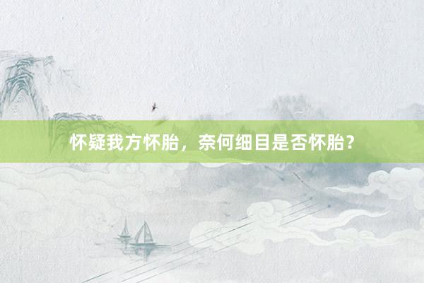 怀疑我方怀胎，奈何细目是否怀胎？