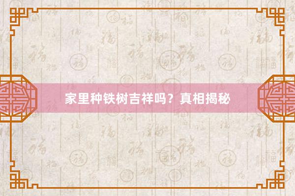 家里种铁树吉祥吗？真相揭秘